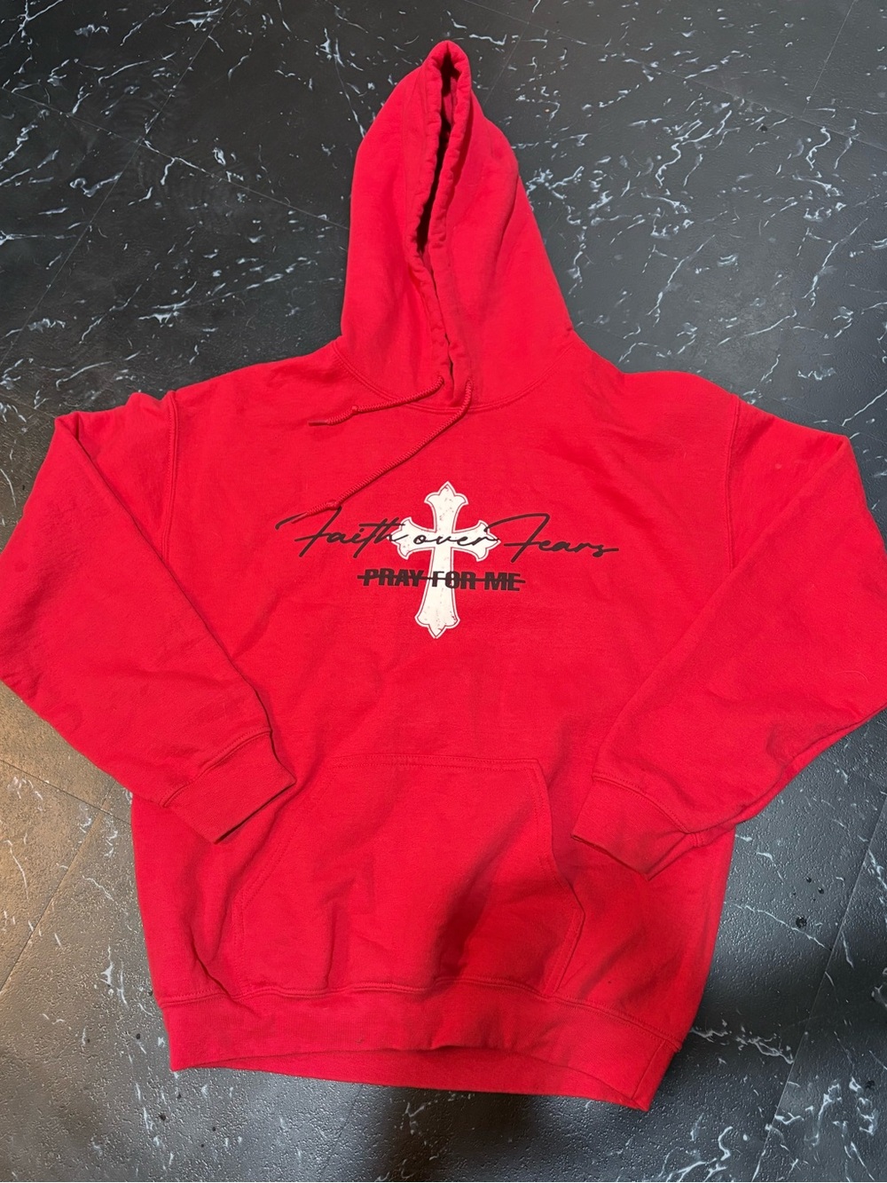 Red Faith Over Fear Graphic Hoodie